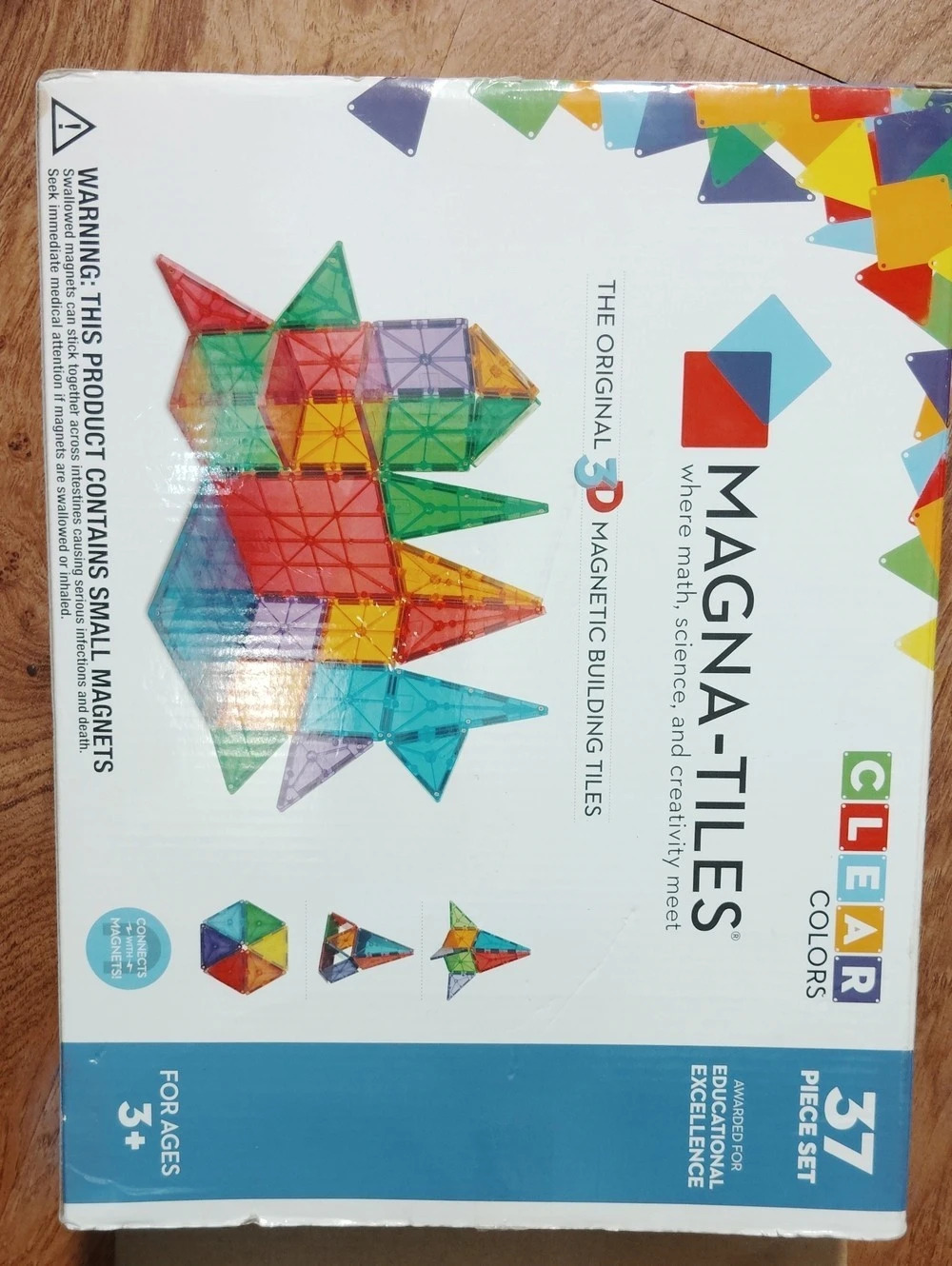MAGNA-TILES Clear Colors 37 Piece Set Magnetic Building Set Multicolor